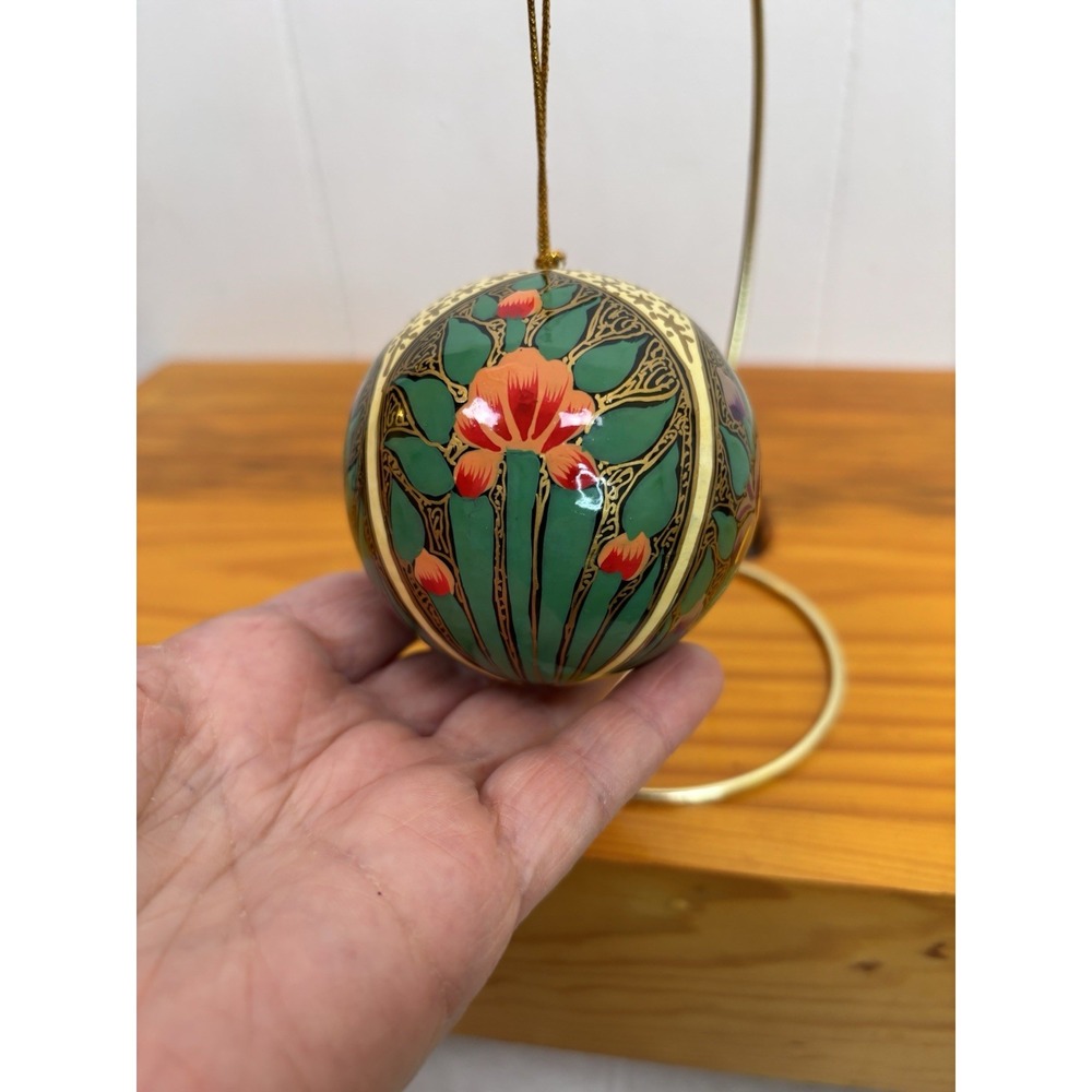 Pier 1 Imports Hand Painted Floral Iris Christmas Bulb‎ Tin Ornament - Picture 3 of 5
